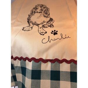 Pioneer Woman Tea Towel Charlie Basset Hound Green Check 16x24